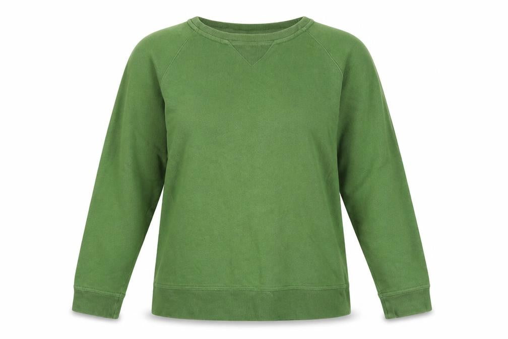 Front view of Kim Rogers Women's Green Crew Neck Pullover Sweatshirt S