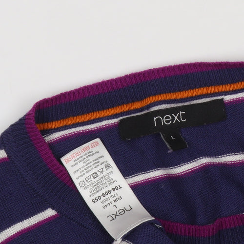 Next Men's Multicoloured Striped Pullover Jumper L