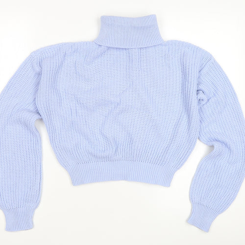 Boohoo Women's Blue Roll Neck Chunky Knit Jumper S