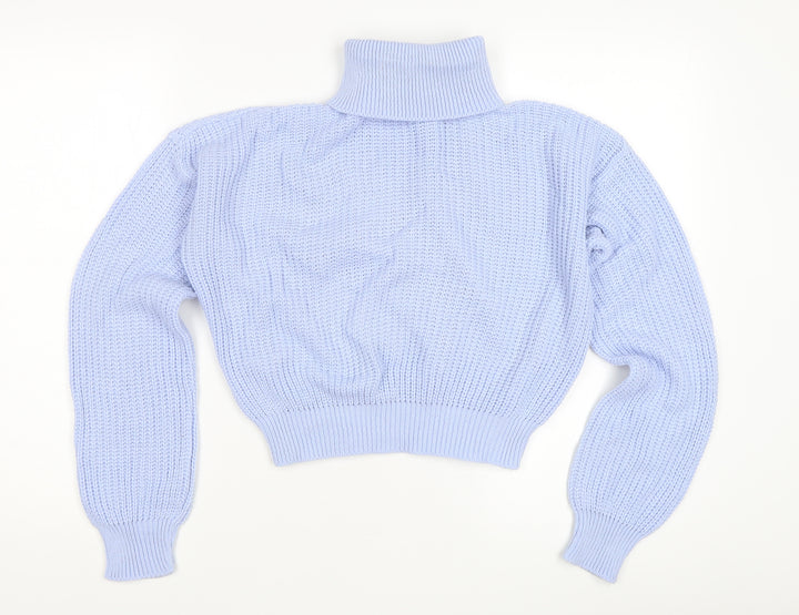 Boohoo Women's Blue Roll Neck Chunky Knit Jumper S