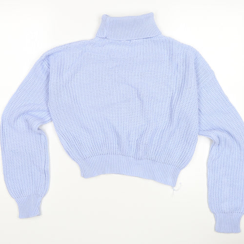 Boohoo Women's Blue Roll Neck Chunky Knit Jumper S