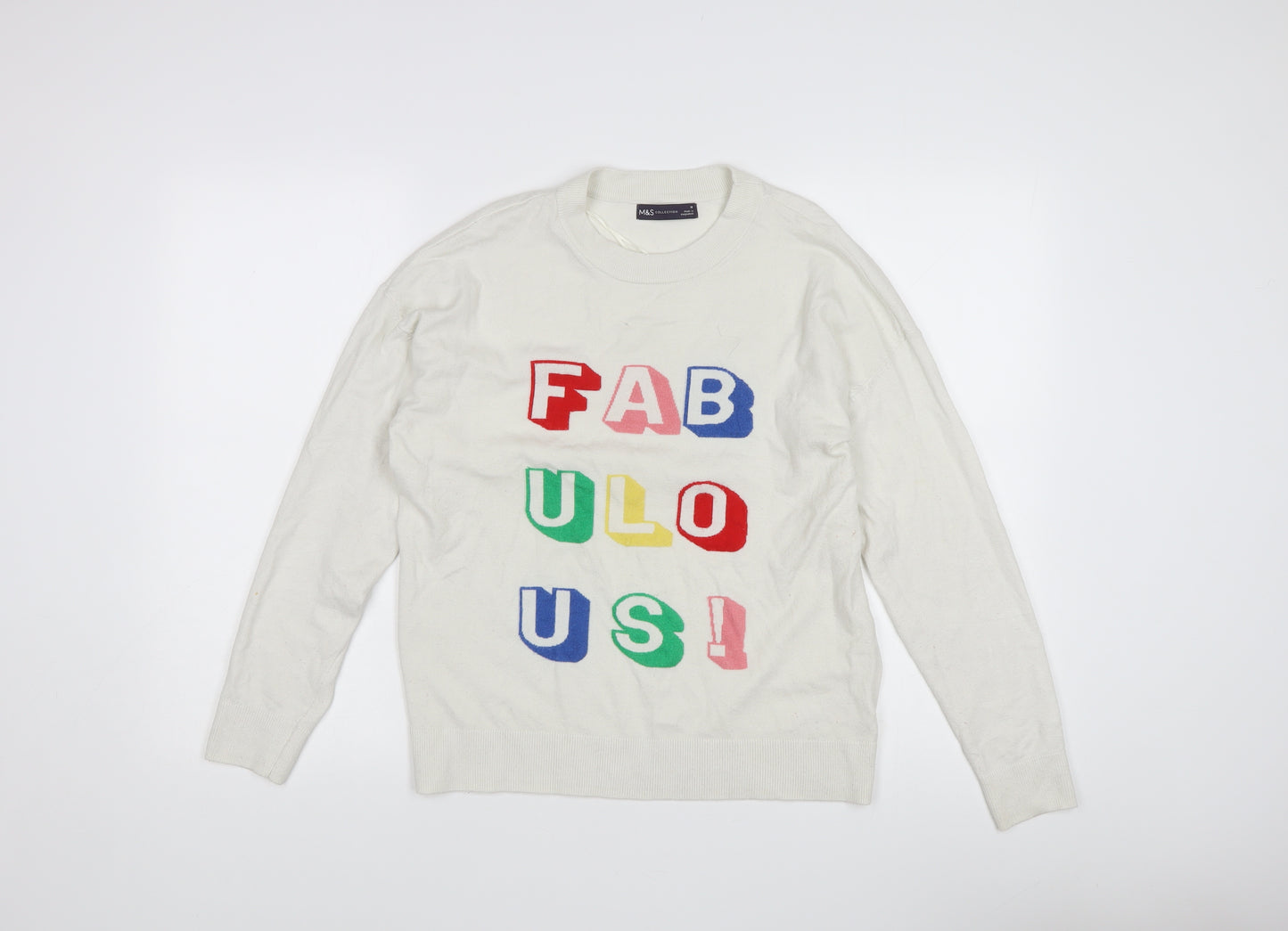 Marks and Spencer Women's White Pullover Jumper