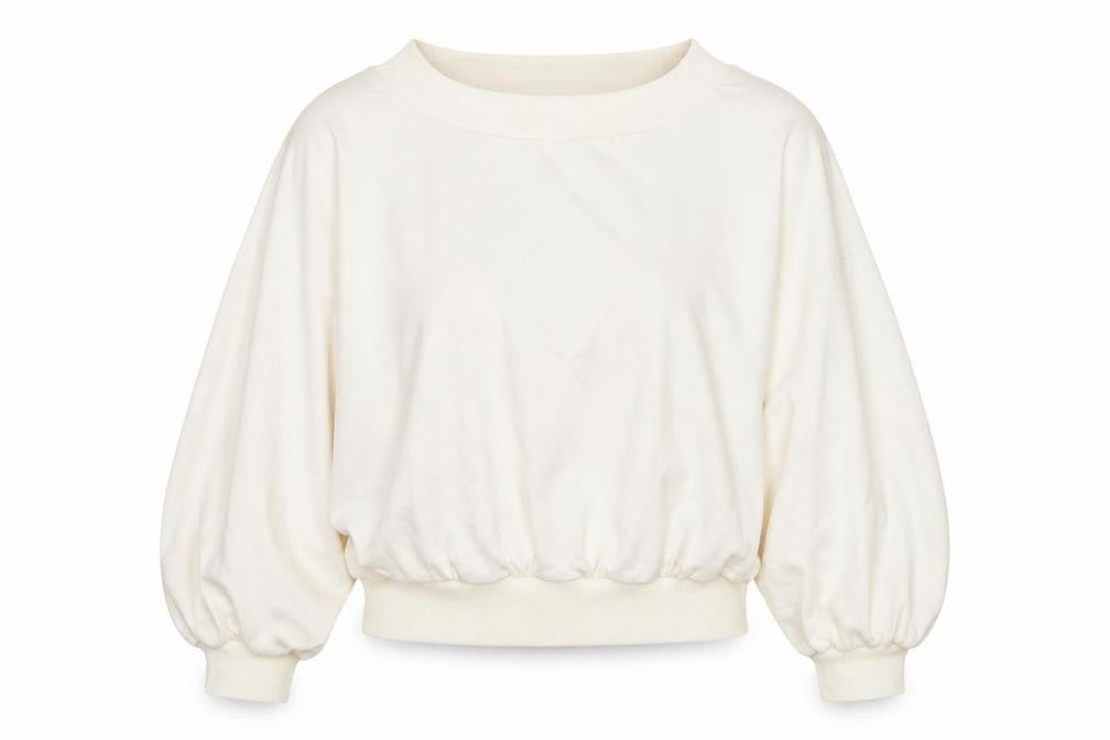 Front view of Boohoo Women's Ivory Pullover Sweatshirt, size 16