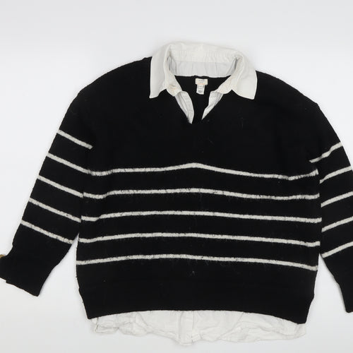 River Island Women's Black Striped XS Pullover Jumper