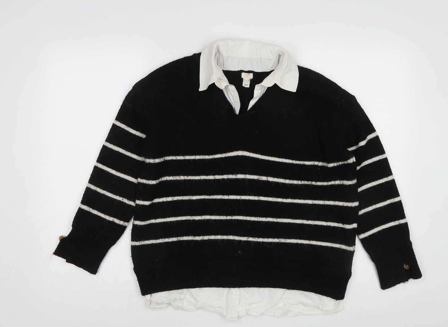 River Island Women's Black Striped XS Pullover Jumper