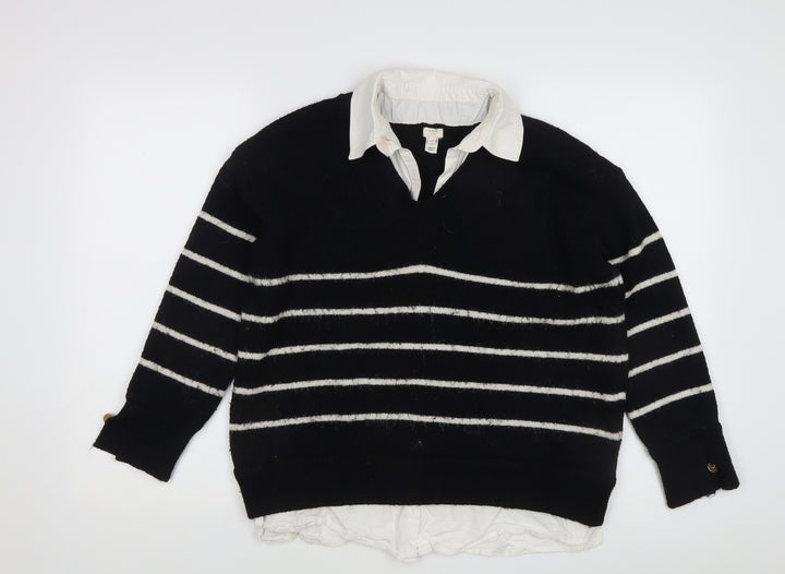 River Island Women's Black Striped XS Pullover Jumper