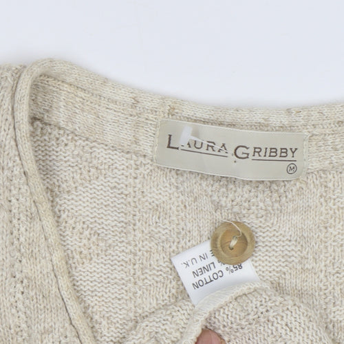 Laura Gribby Beige Cotton Linen Women's Waistcoat M