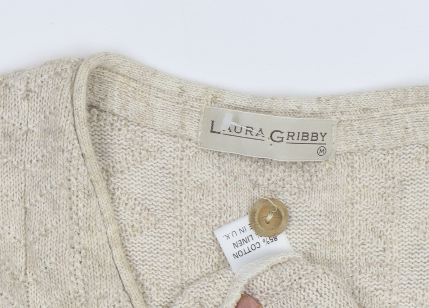 Laura Gribby Beige Cotton Linen Women's Waistcoat M