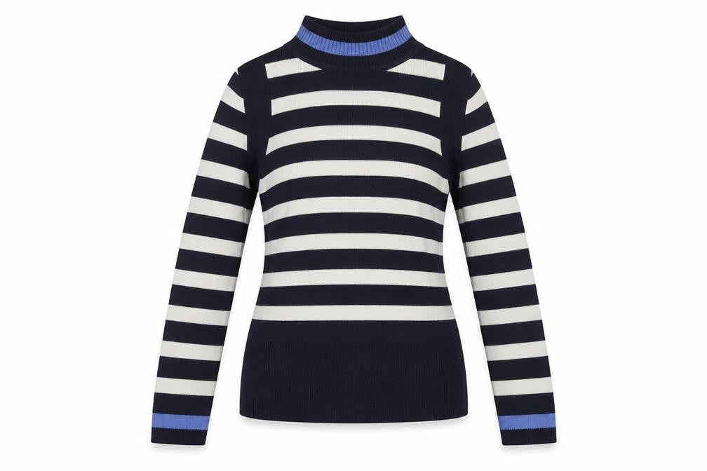 Front view of Marks & Spencer Women's Blue Striped jumper, size 10