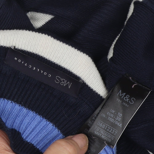 Marks & Spencer Women's Blue Striped Pullover Jumper Size 10