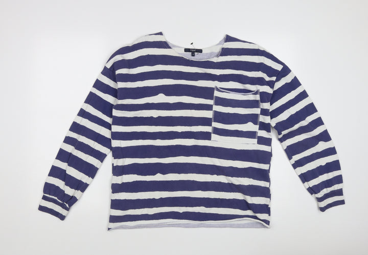 Next Women's Blue Striped Sweatshirt Size 14