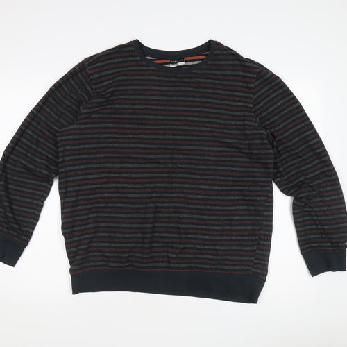Alphar One Men's Black XL Striped Pullover Sweatshirt