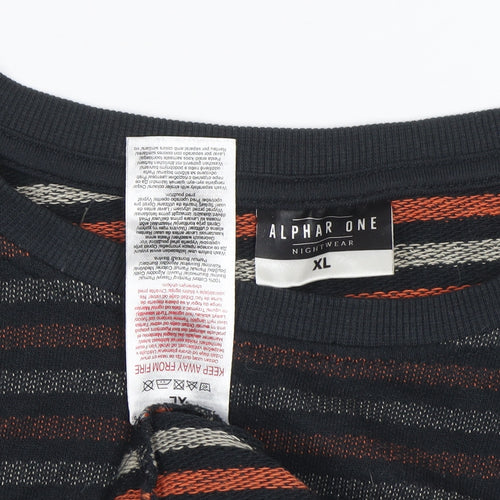Alphar One Men's Black XL Striped Pullover Sweatshirt