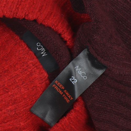 M&Co Women's Red Pullover Jumper, Size 22, Mock Neck