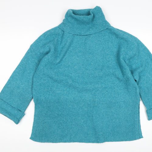 Klass Women's Blue Roll Neck Pullover Jumper Size S
