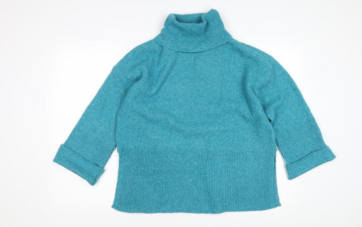 Klass Women's Blue Roll Neck Pullover Jumper Size S