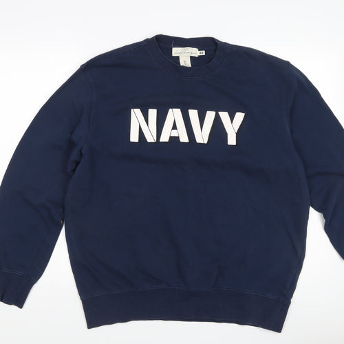 H&M Blue Pullover Logo Sweatshirt, Unisex Adult L
