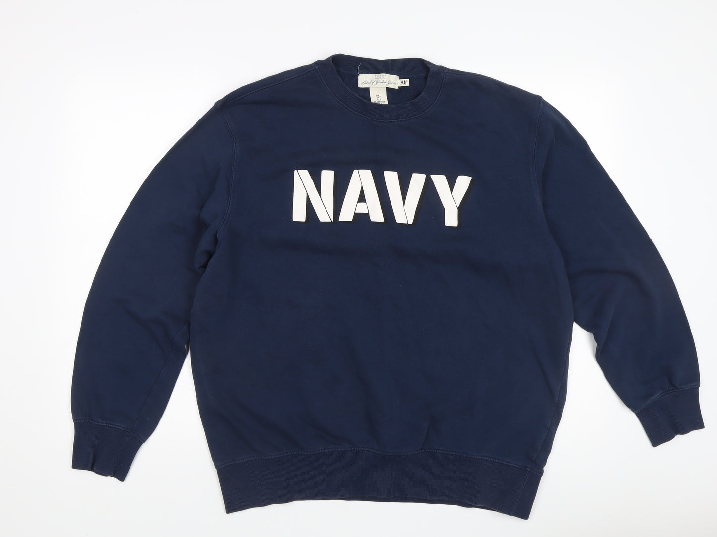 H&M Blue Pullover Logo Sweatshirt, Unisex Adult L