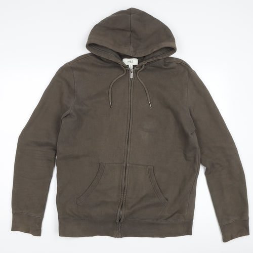 Marks and Spencer Men's Brown Full Zip Hoodie M