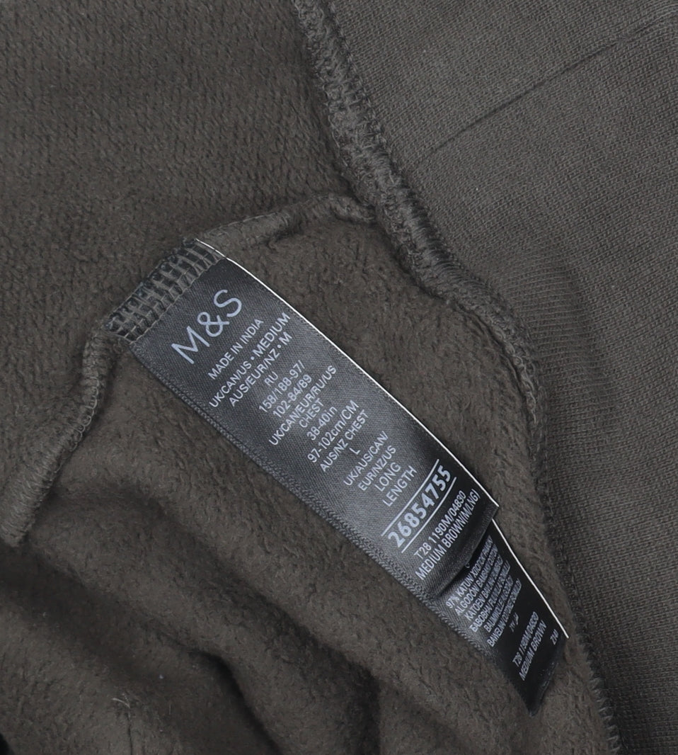 Marks and Spencer Men's Brown Full Zip Hoodie M