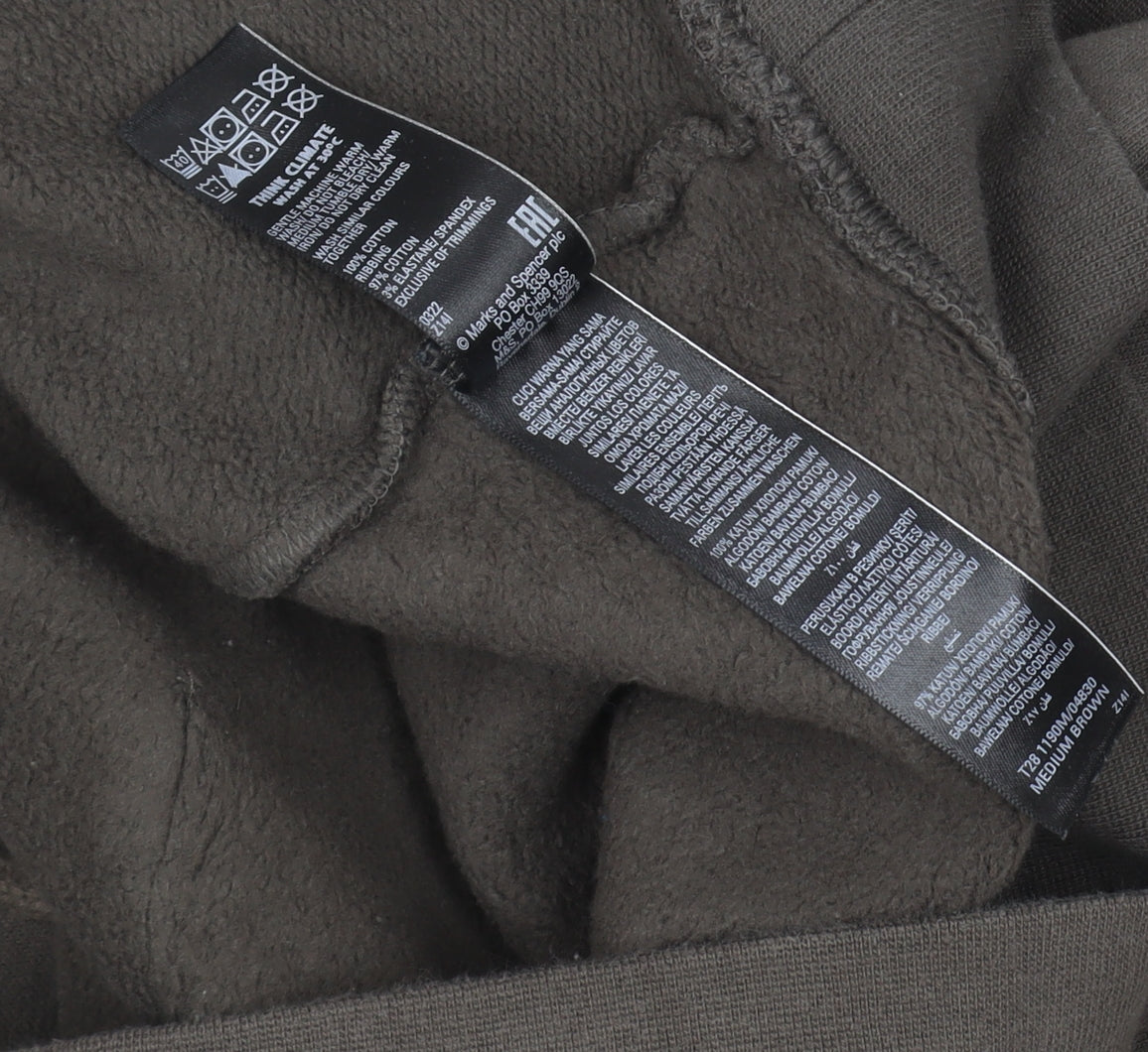 Marks and Spencer Men's Brown Full Zip Hoodie M