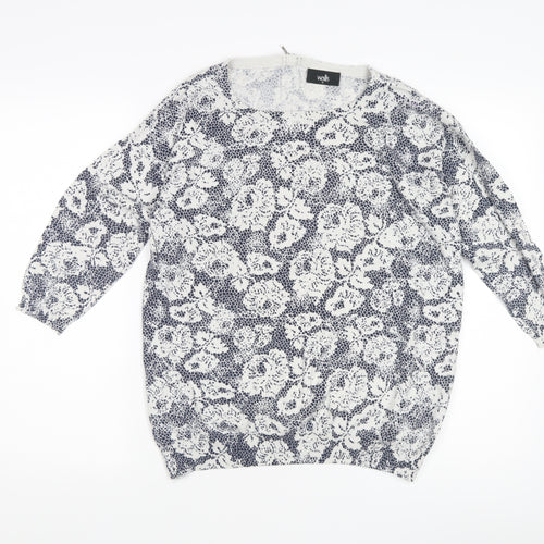 Wallis Women's Blue Floral Pullover Jumper M