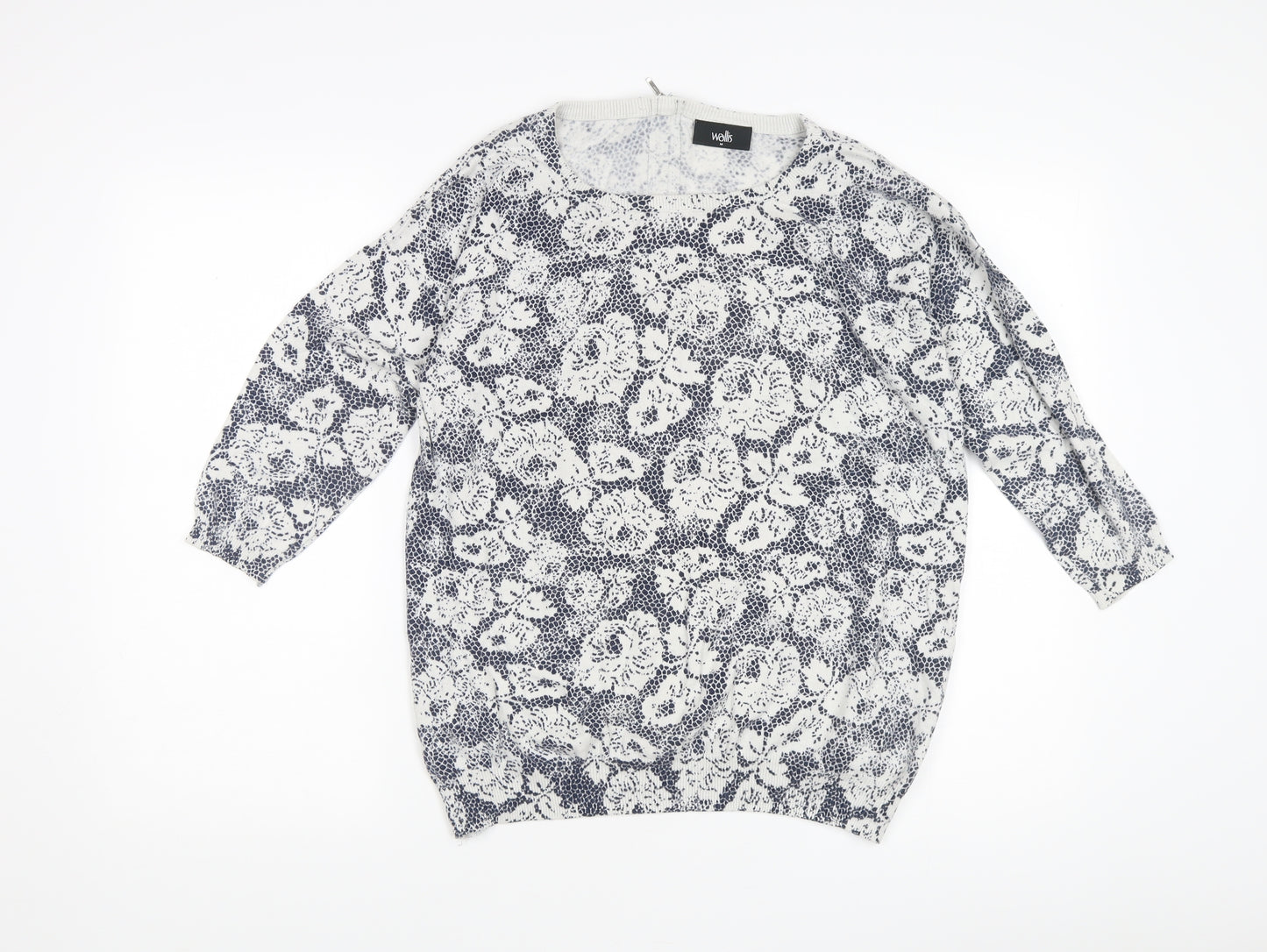 Wallis Women's Blue Floral Pullover Jumper M