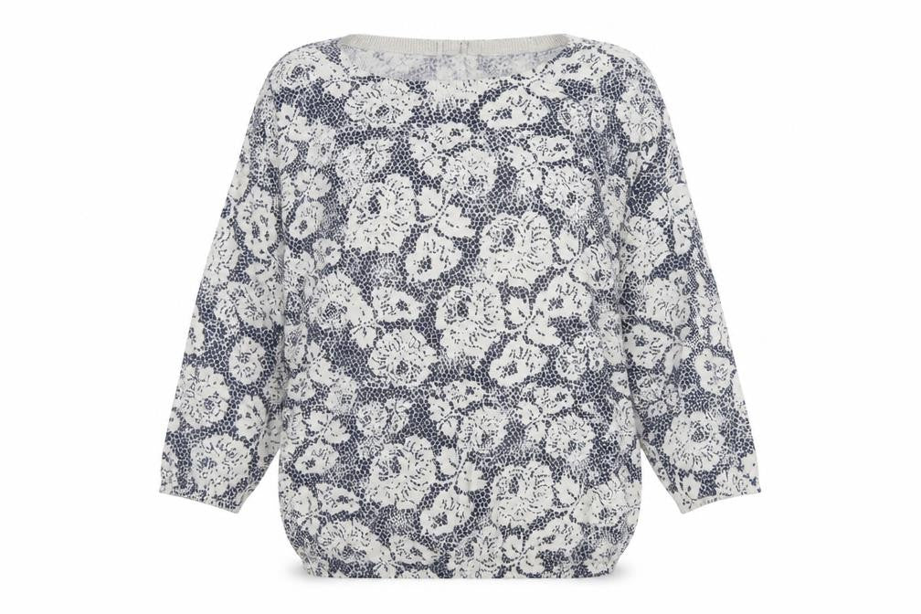 Front view of Wallis Women's Blue Floral jumper M