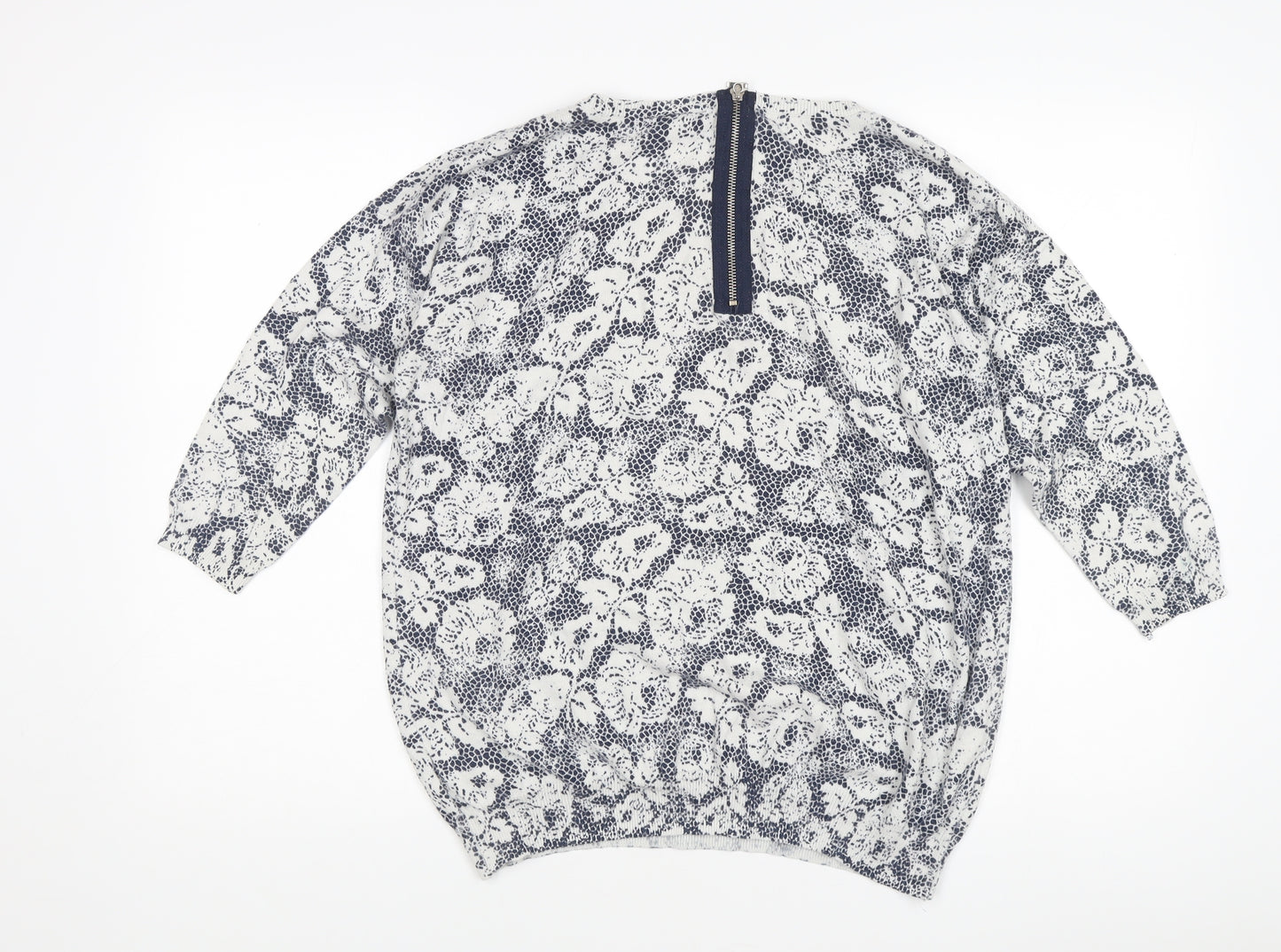 Wallis Women's Blue Floral Pullover Jumper M