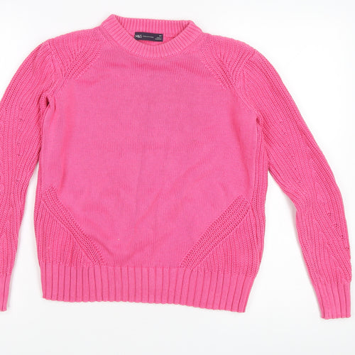 Marks and Spencer Women's Pink XS Cable-Knit Jumper