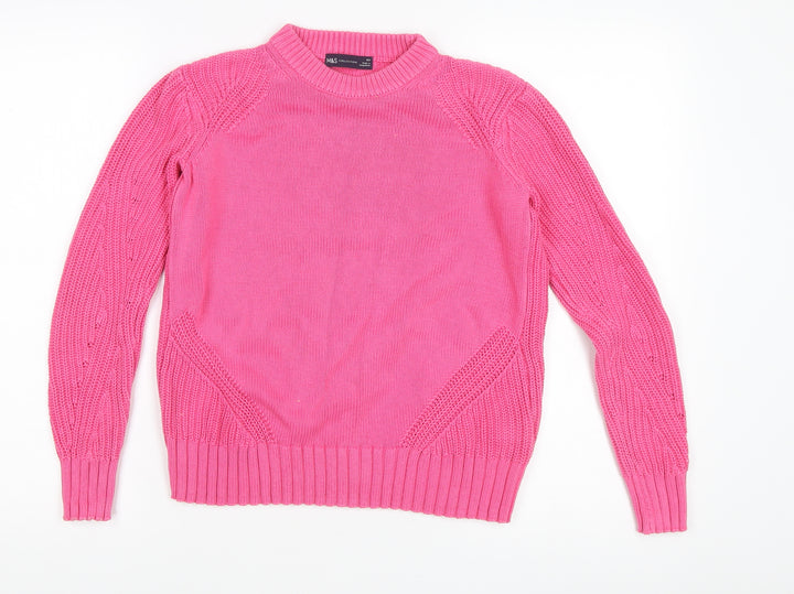 Marks and Spencer Women's Pink XS Cable-Knit Jumper