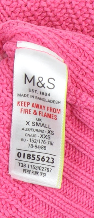Marks and Spencer Women's Pink XS Cable-Knit Jumper