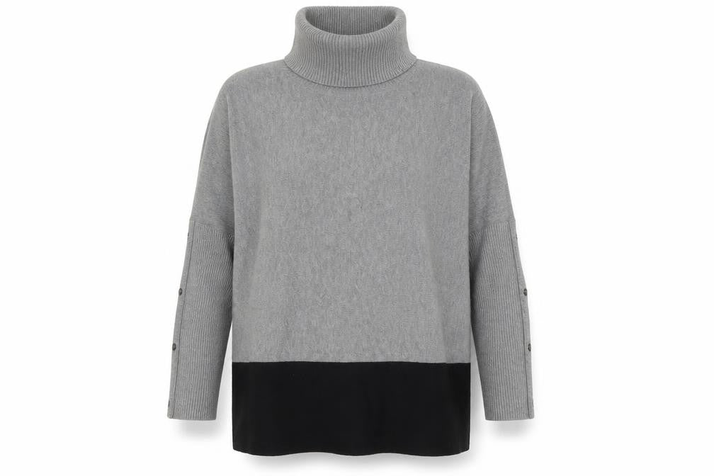 Front view of Lauren Women's Grey Roll Neck Jumper M