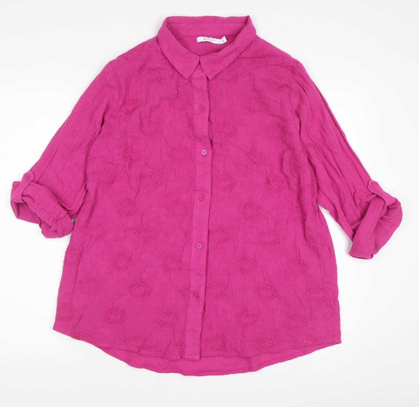 Mitzy Women's Pink Button-Up Shirt L