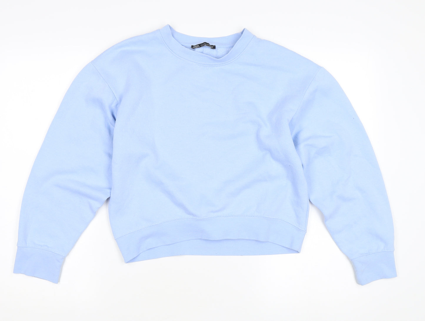 Zara Women's Blue Pullover Sweatshirt Size S