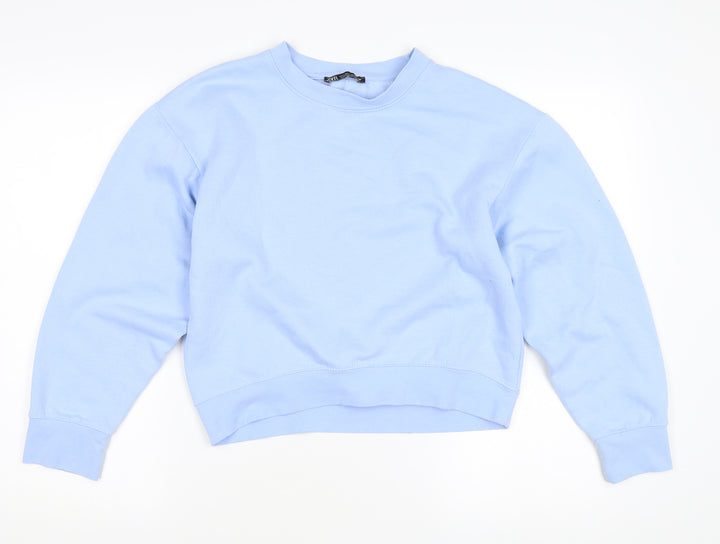 Zara Women's Blue Pullover Sweatshirt Size S