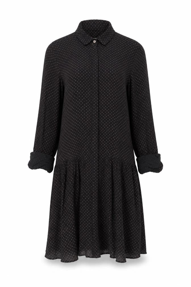 Fat Face Women's Black Shirt Dress, Size 6, Polka Dot