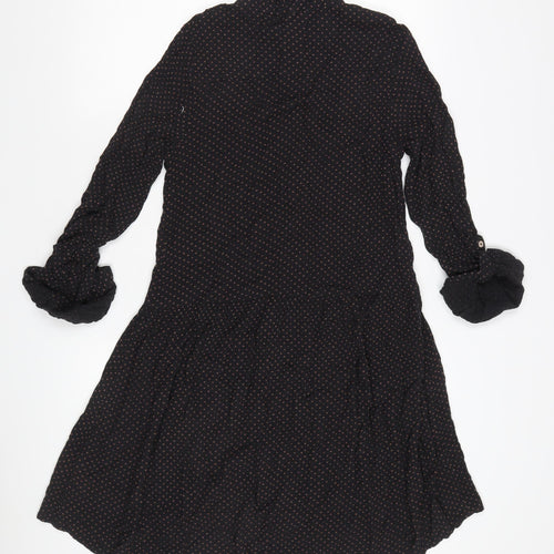 Fat Face Women's Black Shirt Dress, Size 6, Polka Dot