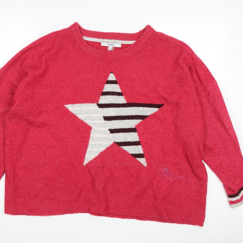 Next Women's Red Star Jumper - Size L - Wool Blend