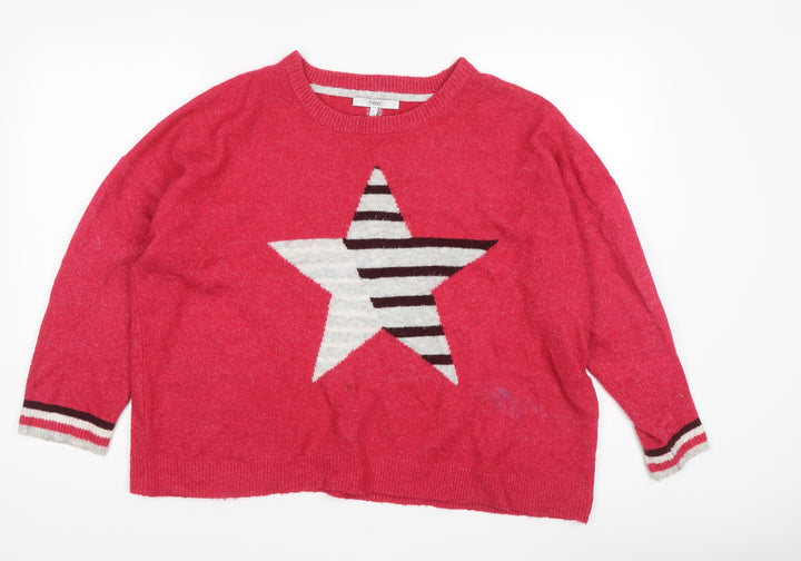 Next Women's Red Star Jumper - Size L - Wool Blend