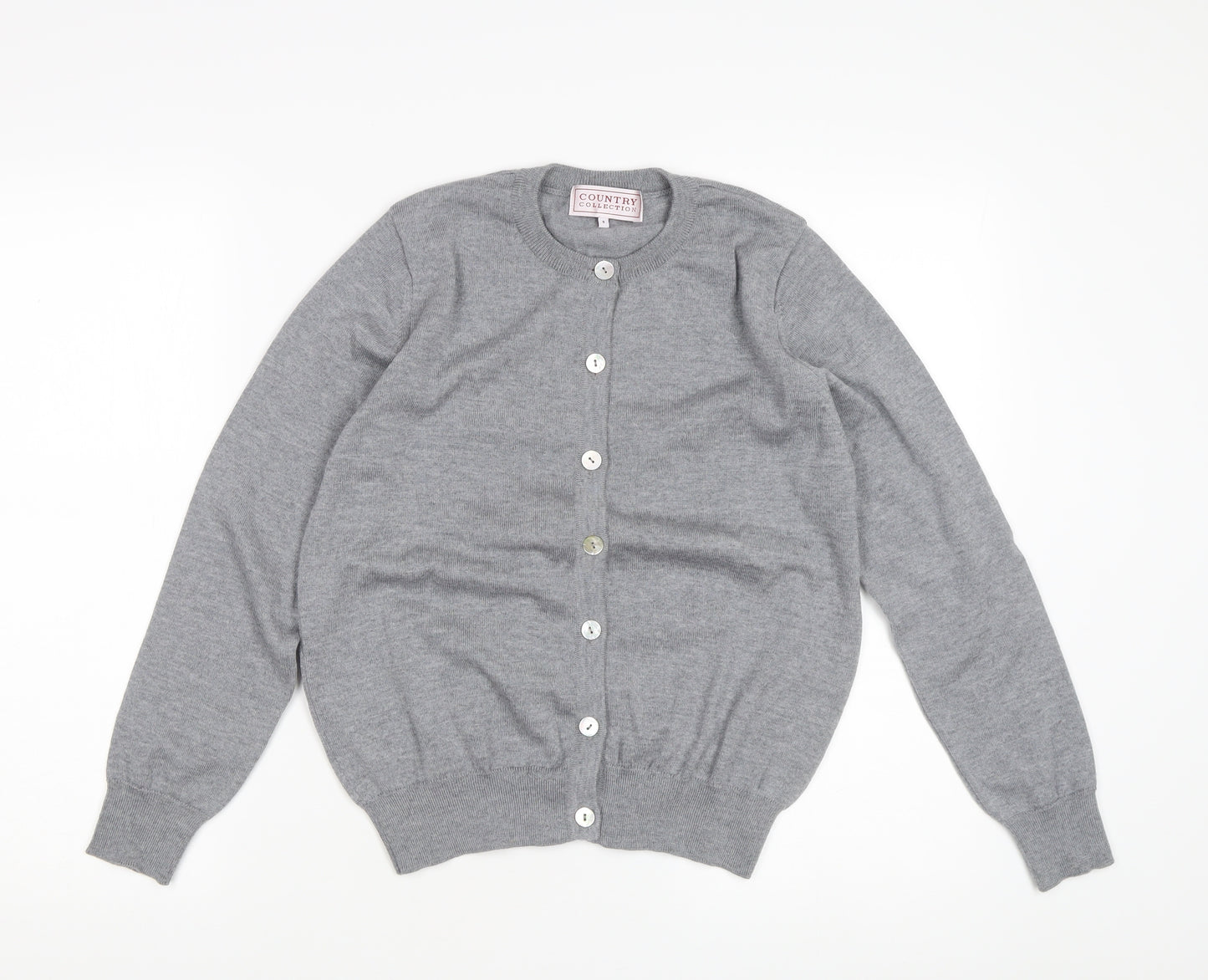 Country Collection Grey Cardigan, Women's S, Merino Wool