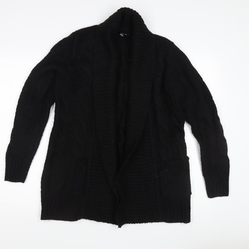 New Look Women's Black Cable Open Front Cardigan Small