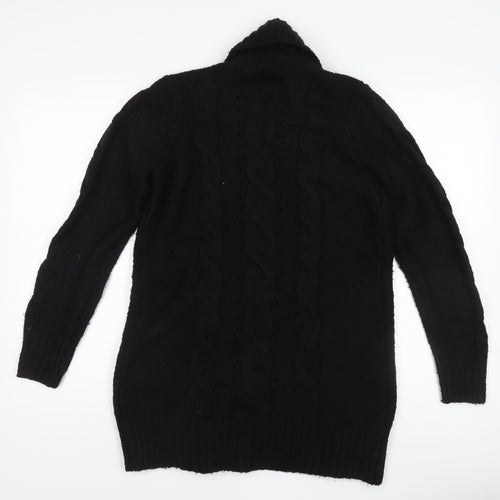 New Look Women's Black Cable Open Front Cardigan Small