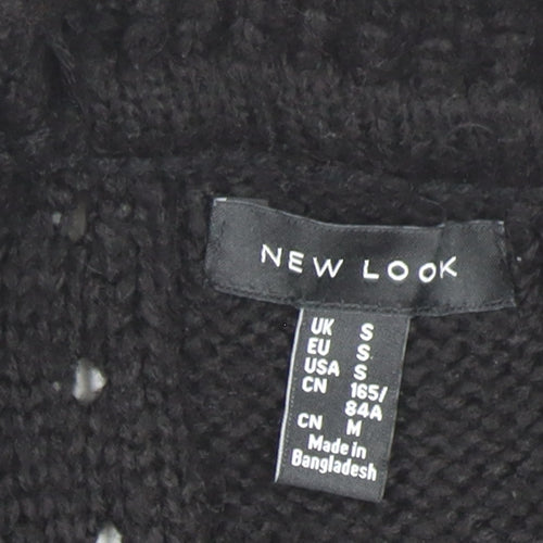New Look Women's Black Cable Open Front Cardigan Small