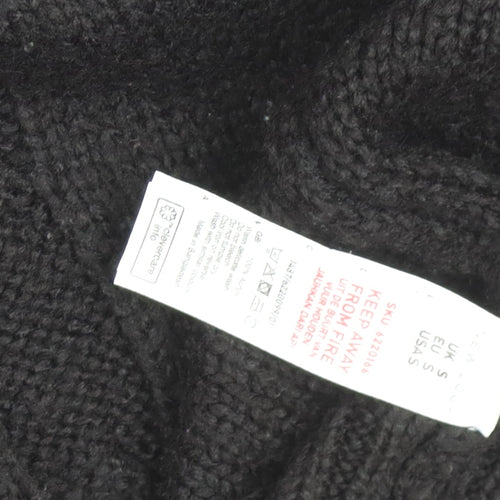 New Look Women's Black Cable Open Front Cardigan Small