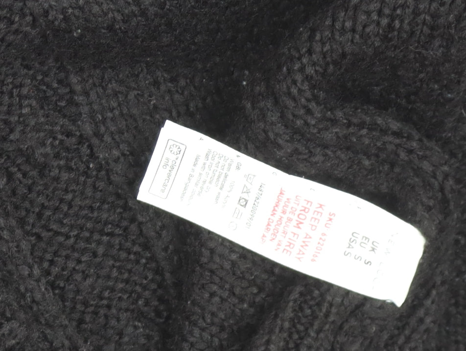 New Look Women's Black Cable Open Front Cardigan Small