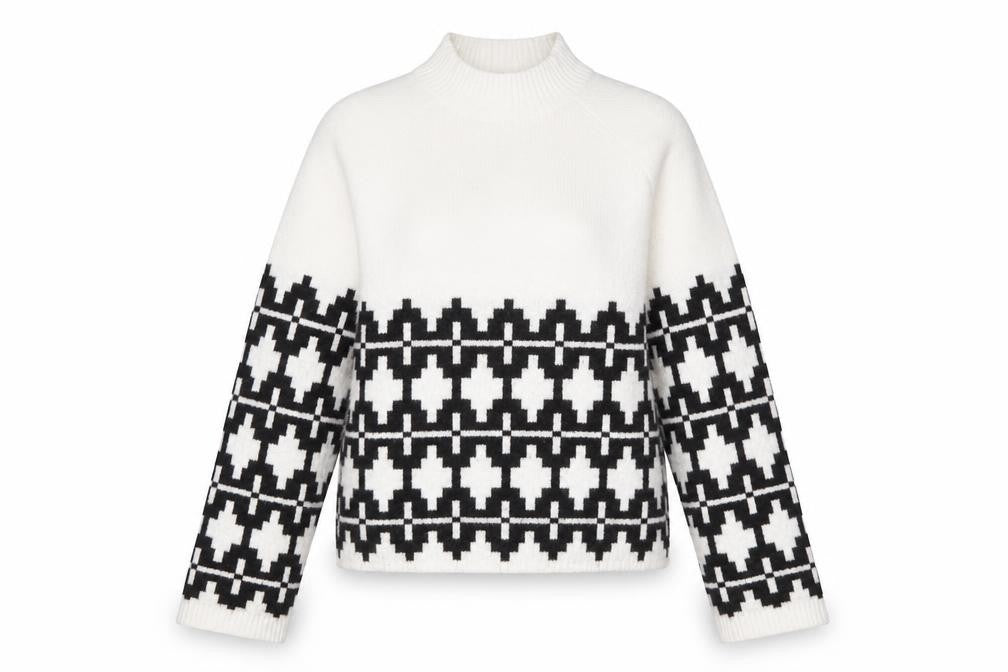 Divided Women's White Geometric Pullover Jumper, S