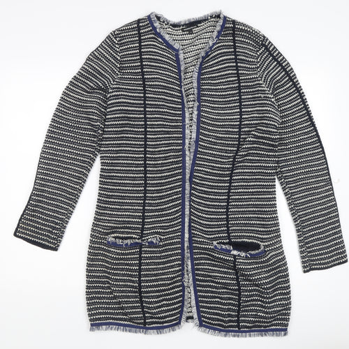 Warehouse Women's Black Striped Cardigan, M