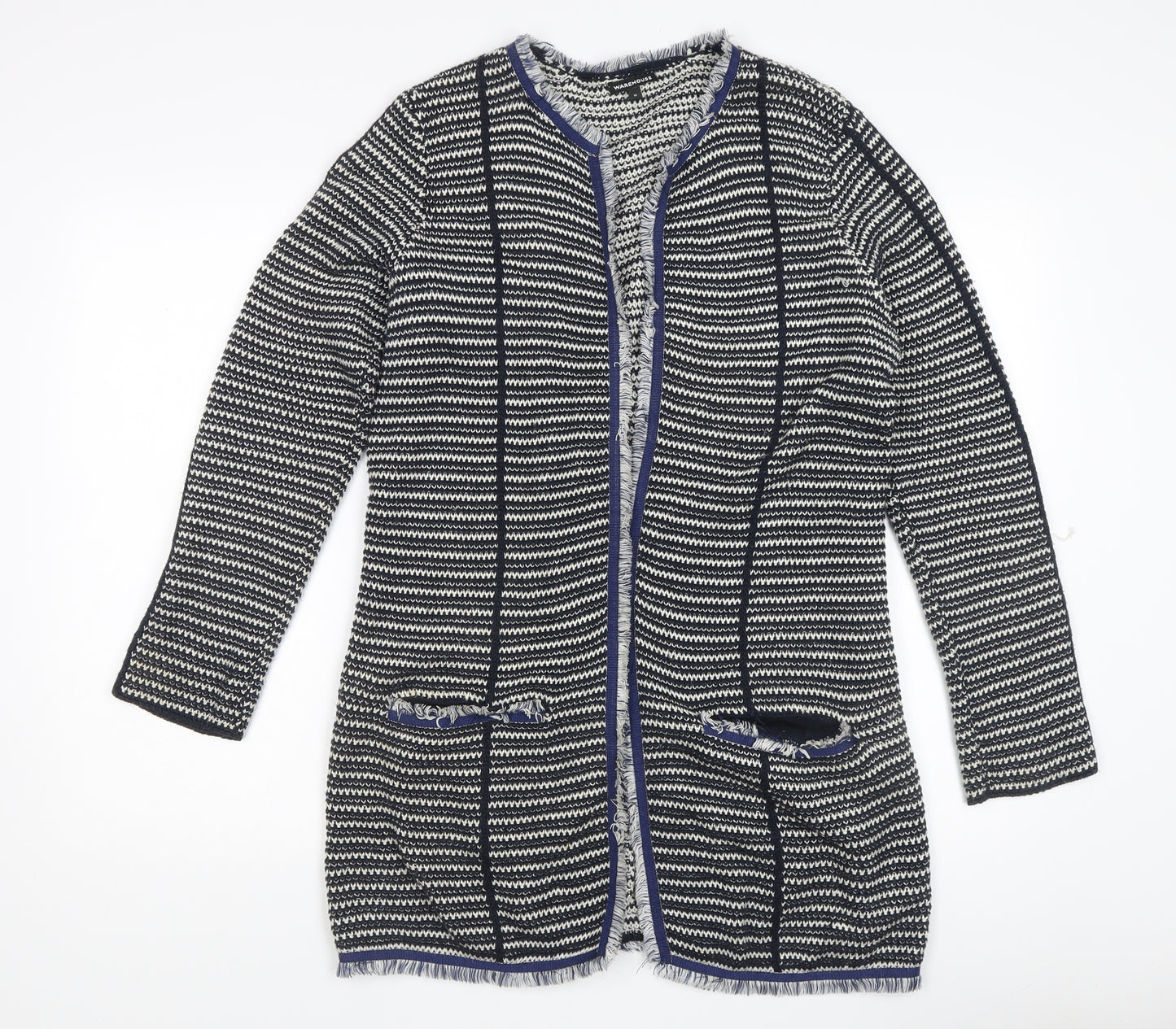 Warehouse Women's Black Striped Cardigan, M