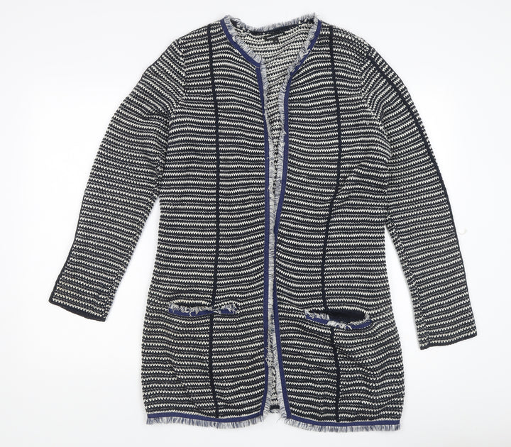 Warehouse Women's Black Striped Cardigan, M